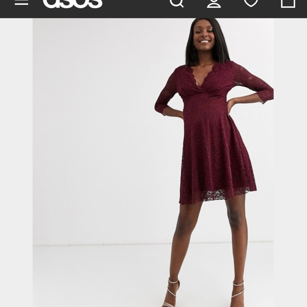 ASOS Blume wine lace dress maternity NWOT